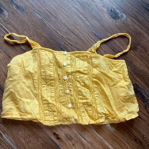 American Eagle Outfitters Sunny Yellow Button-Up Crop Top